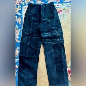 Vintage Chaussport 100% Black Leather Size 8 Pants